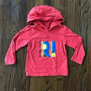 Polo Ralph Lauren Boys 3/3T Red Hooded Long-Sleeve Tee w/Multi-Color Graphic